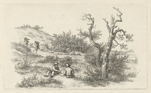 Illustratører i et sanddynelandskap Studietrykk / Etudes gravées (serietittel) av Jacob Ernst Marcus