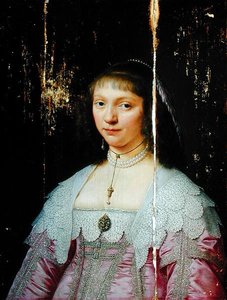 Portrett av en ung kvinne (olje på panel) av Jacob Fransz van der Merck