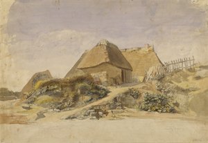 Fishermens Cabins at the Hopesberg Beach, 1834 (blyant og wc på papir) av Jacob Gensler
