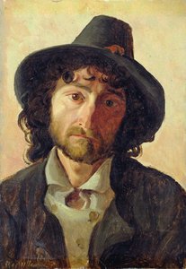 Head of a Man, 1841 (olje på papir lagt ned om bord)