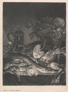 Stilleben med fisk og fjærkre av Jacob Gole