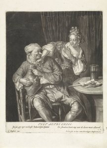 Kvinne og mann med en vinmugge Tout Autre Chose (tittel på objekt)