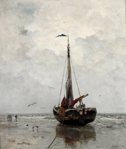 ""Bateau de peche"" (Fiskebåt) Peinture de Jacob Maris (1837-1899) - 1878 - Olje på lerret Dim 160x140 cm Gemeentemuseum Haag