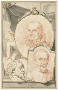Portretter av Roelant Savery, Frans Snijders og Theodoor Rombouts