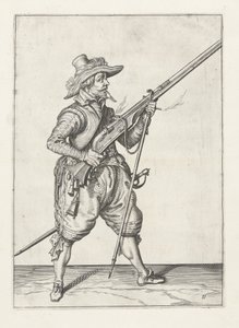 Musketer plasserer furketen sin under, ca. 1600