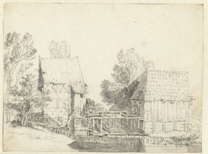 Utsikt over to vannmøller av Jacob Isaacksz van Ruisdael (school of)