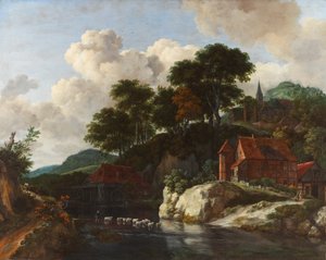 Kupert landskap med vannmølle, ca. 1670