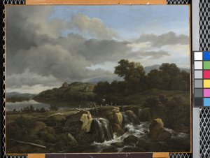 Landskap med kaskade (olje på lerret) av Jacob van Ruisdael