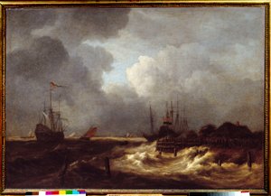 Tempete-maleriet av Jacob Isaakszoon van Ruisdael (Ruysdael) (1628-1682) 1600-tallet. Søn 1,1x1,6 m av Jacob van Ruisdael