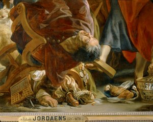 Jesus driver kjøpmennene ut av tempelet (olje på lerret) av Jacob Jordaens