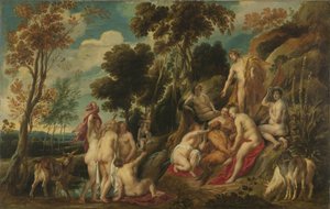 Marsyas mishandlet av musene, 1630-1640 av Jacob Jordaens