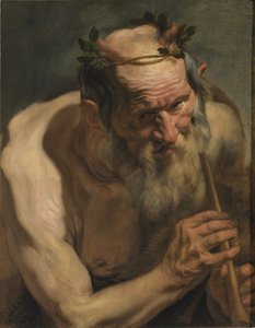 Gammel Satyr holder en fløyte, ca. 1620 av Jacob Jordaens