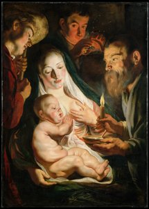 Den hellige familie med hyrder, 1616 av Jacob Jordaens