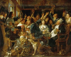 Bønnekongens bankett (olje på lerret) av Jacob Jordaens