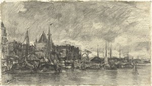 Eksteriøret med Schreierstoren i Amsterdam av Jacob Maris