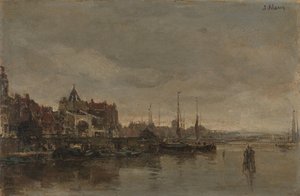 Schreierstoren med broen over Gelderse Kade i Amsterdam av Jacob Maris