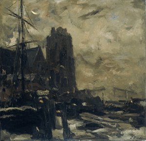 Dordrecht om natten av Jacob Maris