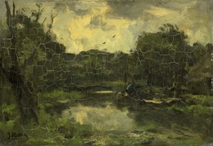 Landskap med lekter av Jacob Maris