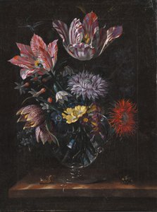 En glassvase med blomster av Jacob Marrel