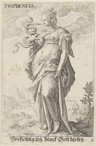 Forsiktig (Prudentia) Prudentia (tittel på objekt) av Jacob Matham (attributed to)