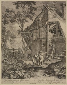 Abraham sender Hagar bort av Jacob Matham