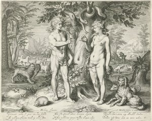 Adam og Eva i paradis av Jacob Matham