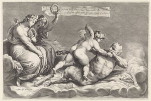 Love overmeestert Pan (Kjærlighet overvinner alt) av Jacob Matham