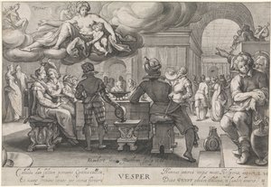 Kveld (vesper) Vesper (tittel på objekt) De fire ganger på dagen (serietittel) av Jacob Matham