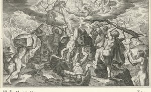 Bacchus hjelper til med å beseire titanene av Jacob Matham