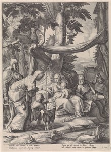 H. Familie med Elizabeth, Sakarias og barnet døperen Johannes av Jacob Matham