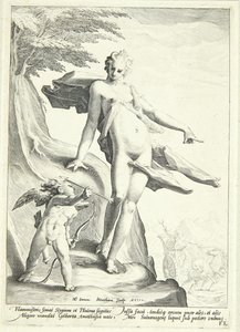 Venus befaler Amor å skyte en pil mot Pluto av Jacob Matham