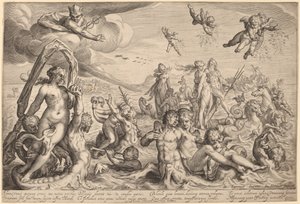 Triumfen til Neptun og Thetis av Jacob Matham, after Bartholomaeus Spranger