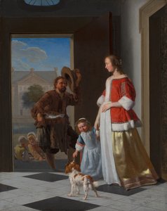 En fiskehandler ved døren, 1663 (olje på lerret på panel)