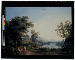 Klassische Flusslandschaft von Jacob-Philippe Hackert