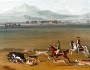 Ferdinand IV jakter villsvin på Cassano-eiendommen Detaljmaleri av Jakob Philipp dit Hackert d