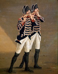 Musikere av Bourbon Orchestra (Flute Players of the Borbonic Orchestra) detalj - Maleri av Jacob Philipp Hackert Dit Hackert d