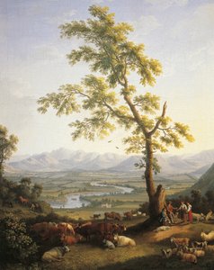 Vår, utsikt over Volturno og Matese (olje på lerret) av Jacob Philippe Hackert