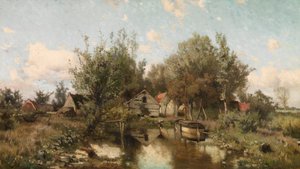 Landskap nær Waasmunster (olje på lerret) av Jacob Rosseels