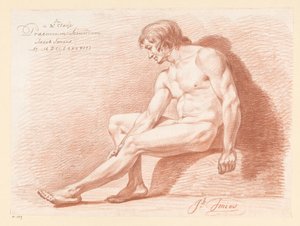 Sittende mann naken, sett fra siden (2. premie 1788)