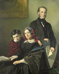 Fru AJ Schmidt-Keiser, enke etter maleren Willem Hendrik Schmidt (1809-49), læreren til Jacob Spoel, med broren JN Keizer og hennes ti år gamle sønn