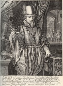 Portrett av Maurice de Nassau (1567-1625), prins av Orange, greve av Nassau. Gravering av Willem Jacobsz Delff (1580-1638) 1600-tallet av Jacob Willemsz Delff