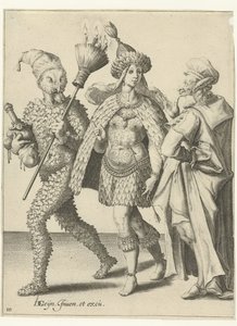 Tre maskerte figurer, en av dem med en kost der det er satt inn lys. Maskeradene (serietittel)