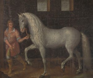 Spansk krigshest En spansk krigshest fanget av Lodewijk Gunther van Nassau fra erkehertug Albert av Østerrike i slaget ved Nieuwpoort og presentert for prins Maurits av Jacob de Gheyn (II)