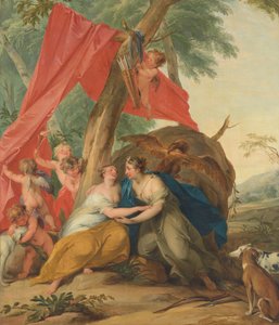 Jupiter, forkledd som Diana, forfører nymfen Callisto av Jacob de Wit (signed by artist)