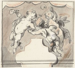Tre flytende putti av Jacob de Wit