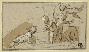 Fem Putti på spill av Jacob de Wit