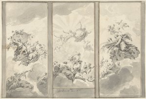 Design for en tredelt takdekorasjon av Jacob de Wit