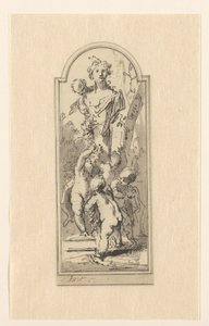 Putti med byste av kvinne mellom trærne av Jacob de Wit