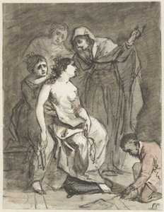 Skisse av en angrende Magdalena (?) av Jacob de Wit