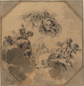 Study for a Ceiling: Allegory of the Harvest med Dionysus og Ceres av Jacob de Wit